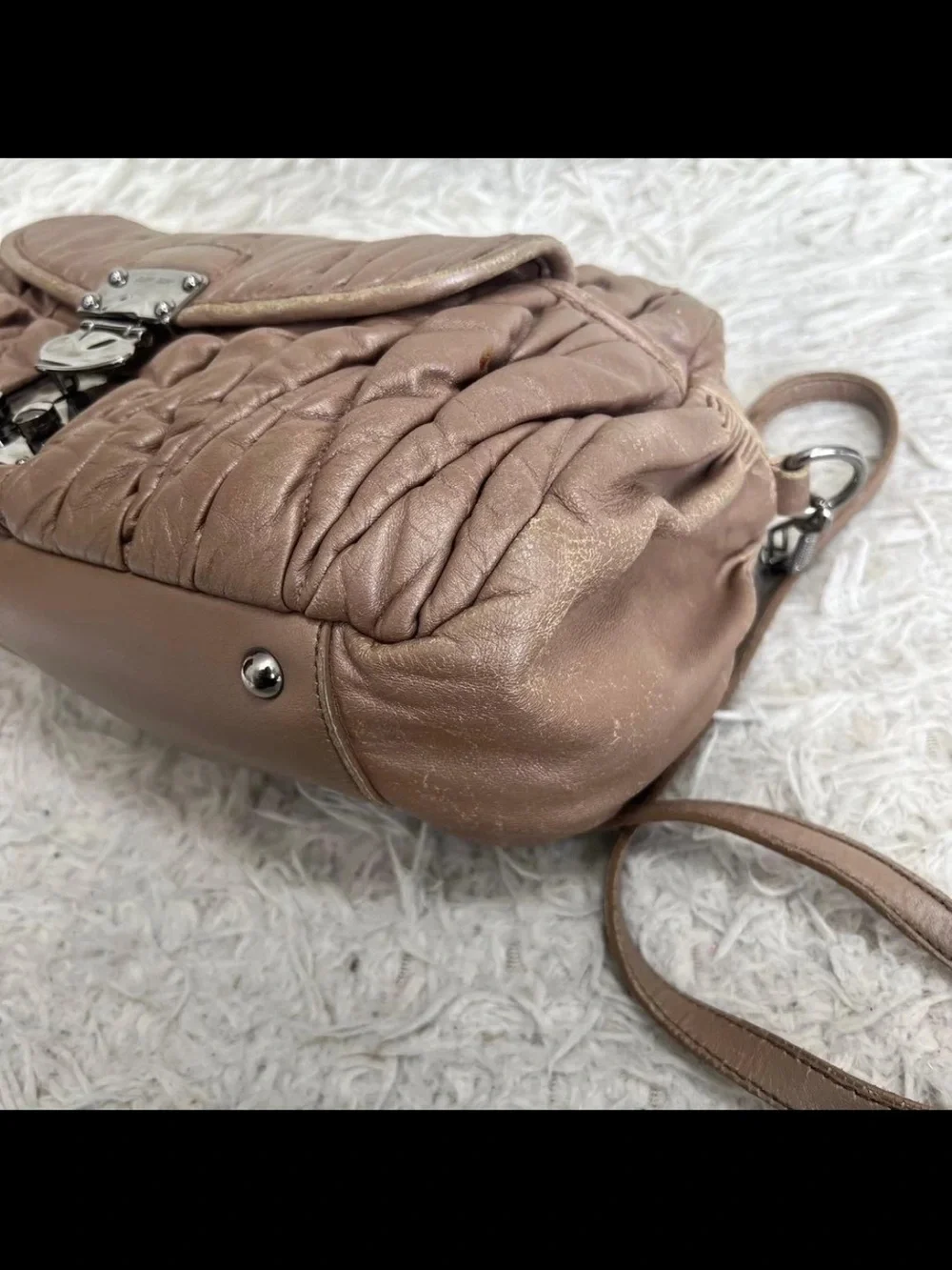 Miu Miu Quilted Leather Shoulder Bag in Taupe